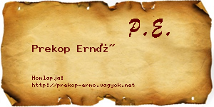 Prekop Ernő névjegykártya